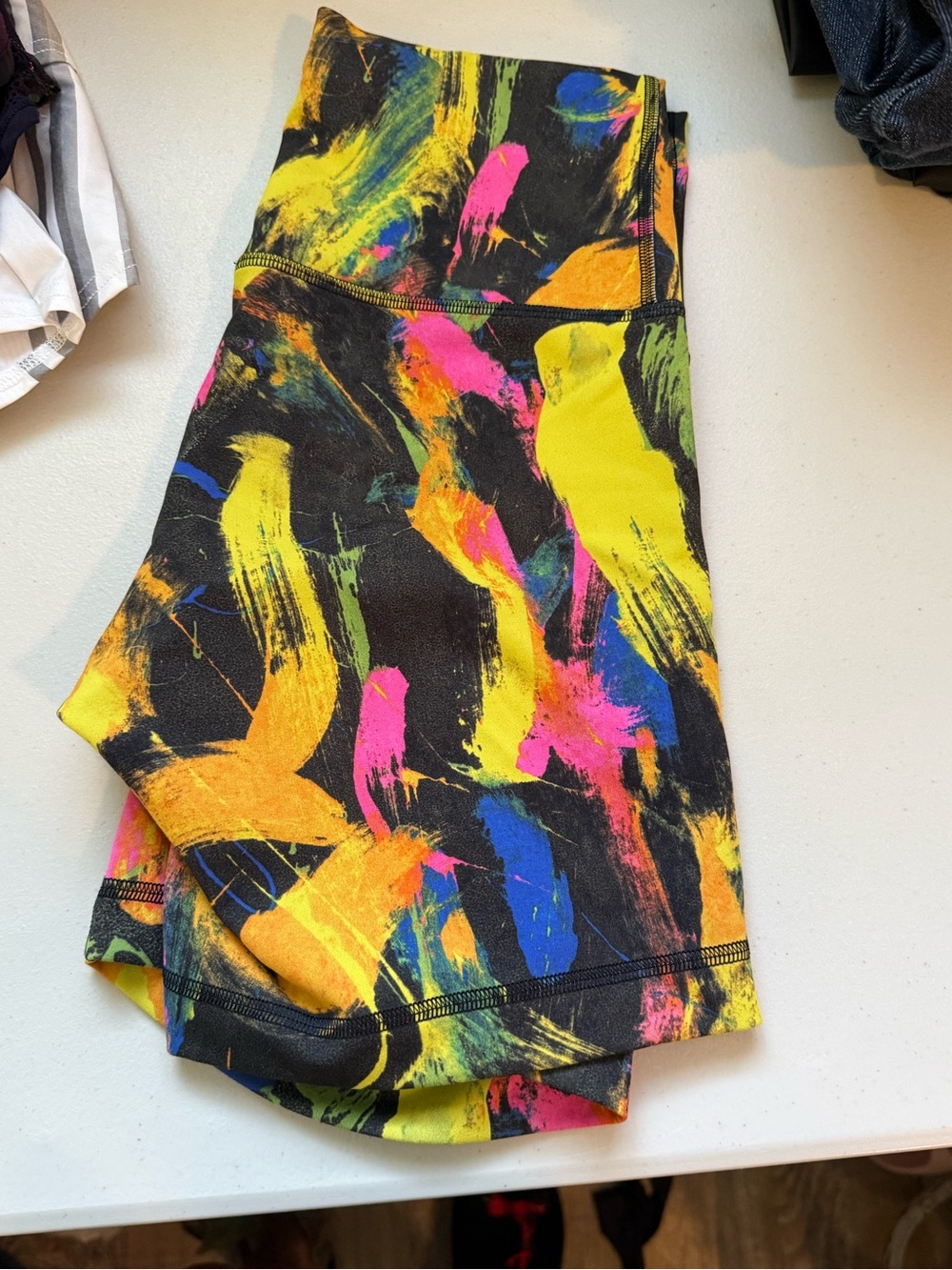 lululemon athletica Black Multi Brushstroke High-Waist Athletic Shorts